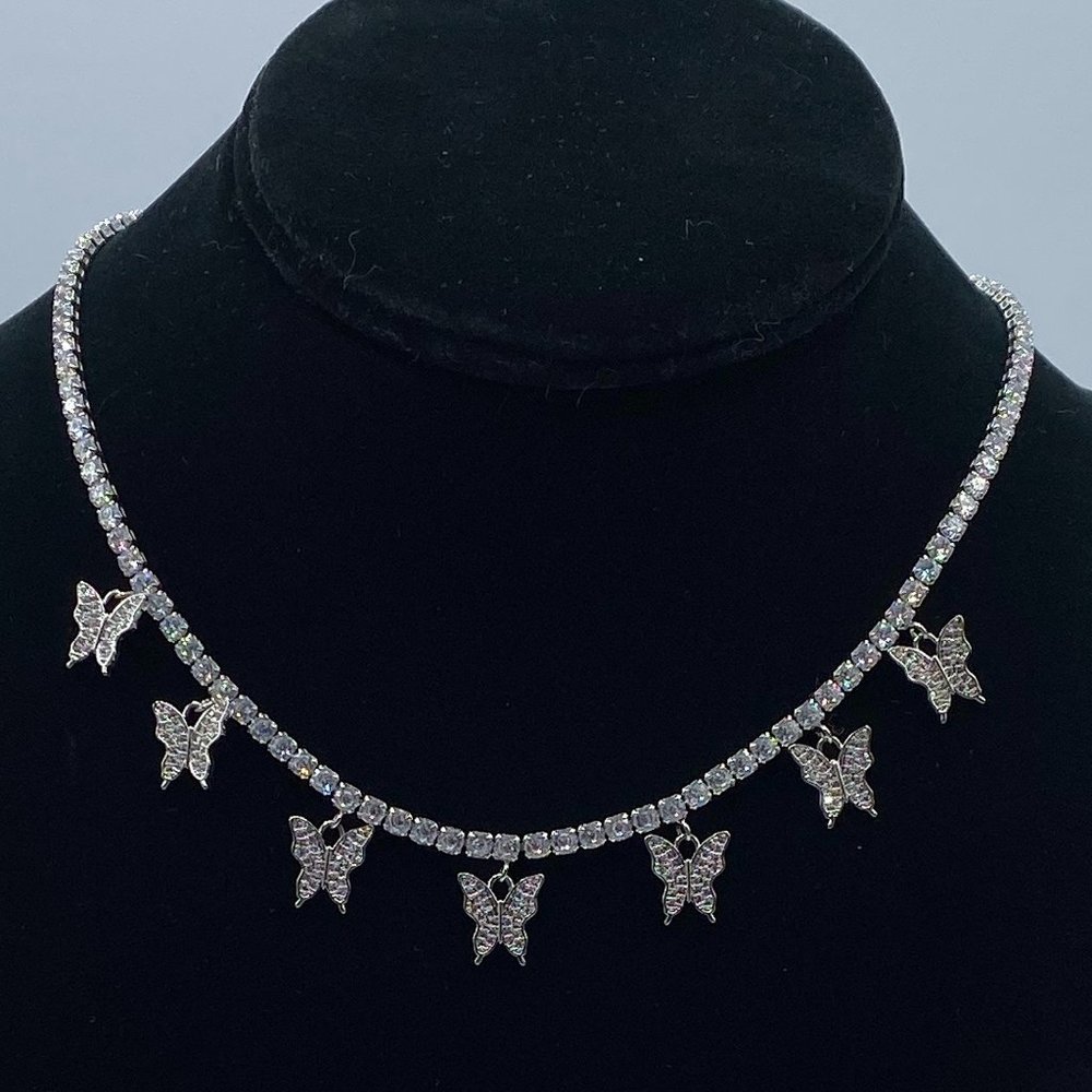 Butterfly Tennis Link Choke 925 Sterling Silver FREE SHIPPING